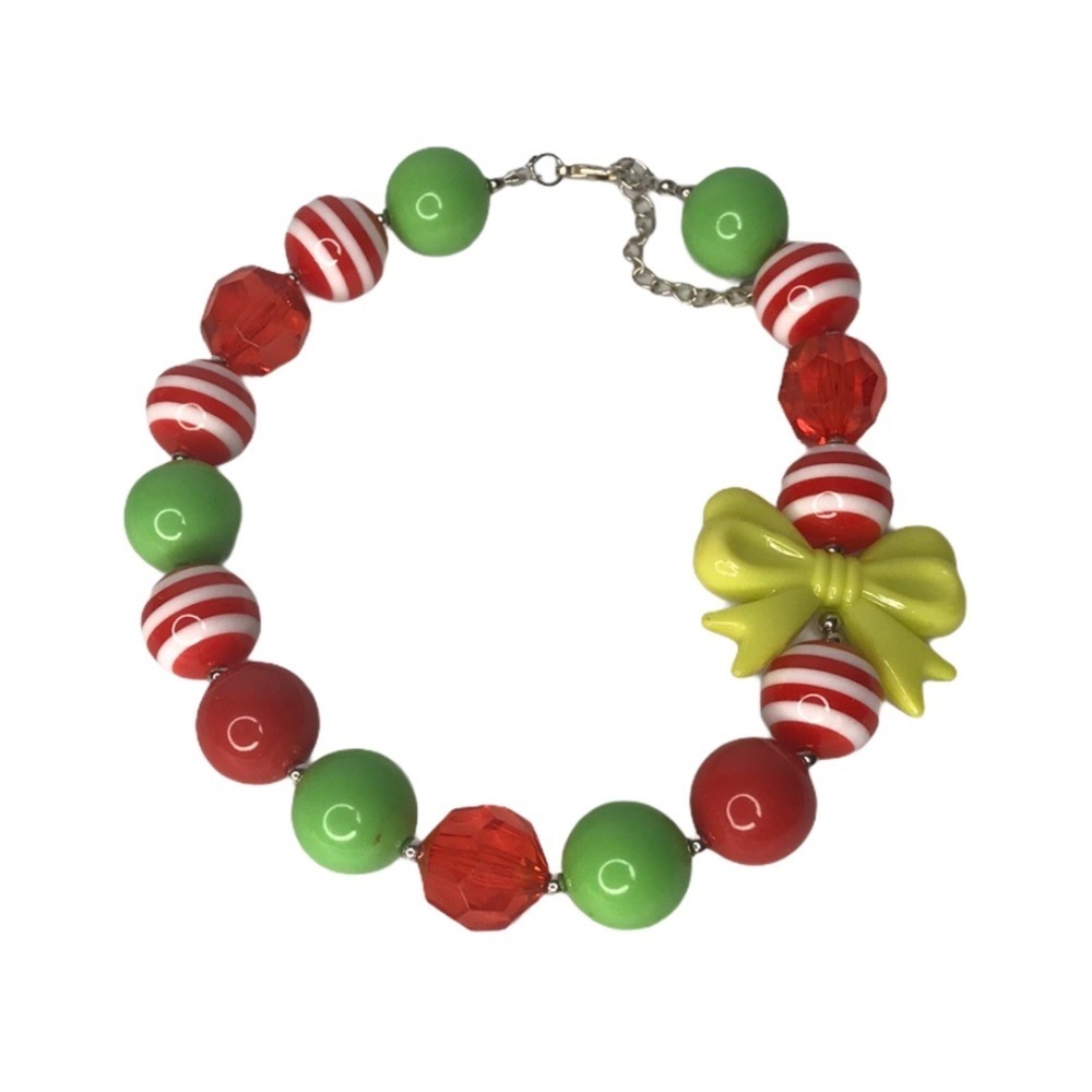 Christmas Chunky Bubblegum Beaded Necklace‎ 15-17”